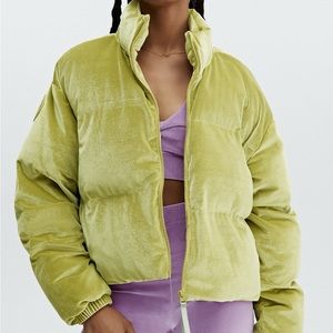 Wander Velour Cropped Puffer Jacket